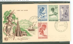 Papua New Guinea 184-187 1964 Local medicine/health services (set of four) on an addressed (erased) cacheted first day cover.