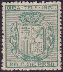 Cuba 1881 telégrafo Ed 54 telegraph MNH** light creases
