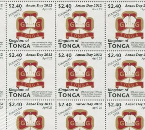 100 TONGA NATIONAL FLAG STAMPS MINT NH 2012 ANZAC DAY GIRL GUIDES & SCOUTS ASSN