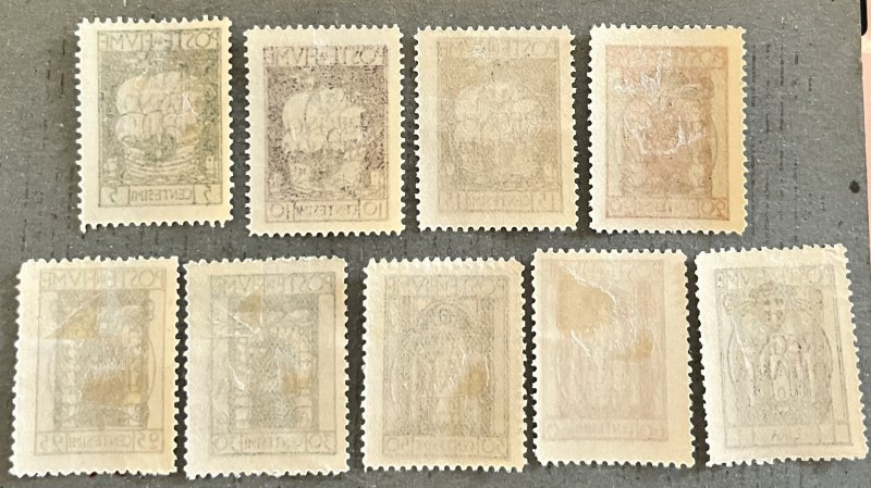 Fiume 184-192 / 1924 Short Set of Regina d'Italia Black Overprint Stamps...