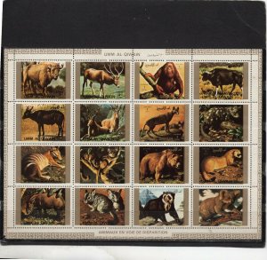 UMM AL QIWAIN 1972 WILD ANIMALS SHEET OF 16 STAMPS PERF. MNH