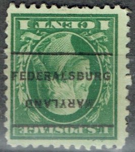 1917 1c Washington INV Precancel ERROR f/FEDERALSBURG MD (498-L-2TS)INV STATE!