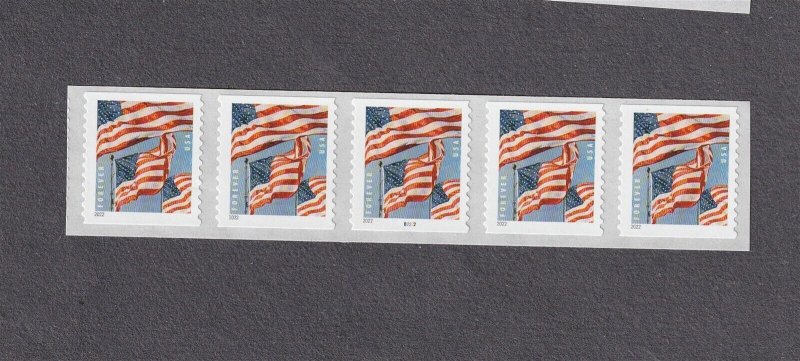 PNC5 #5655 Forever Flag (-2022-) B2222 Spaces 5 Dig Top BN Set 5 MNH New