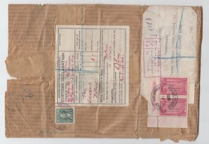 RARE parcel post Customs Declaration 1st class registered England Canada cover