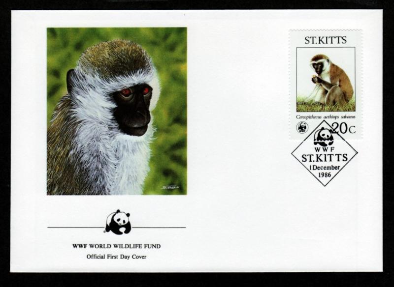 St Kitts Four 1986 WWF FDC!