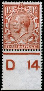 SG362 SPEC N18(1), 1½d red-brown, M MINT. Cat £10. CONTROL D14 PERF.