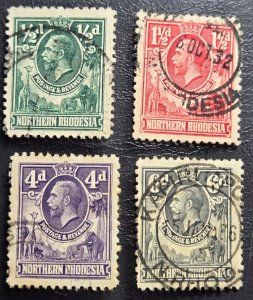 Stamp Northern Rhodesia George V A1 #1, 3, 6, 7 used