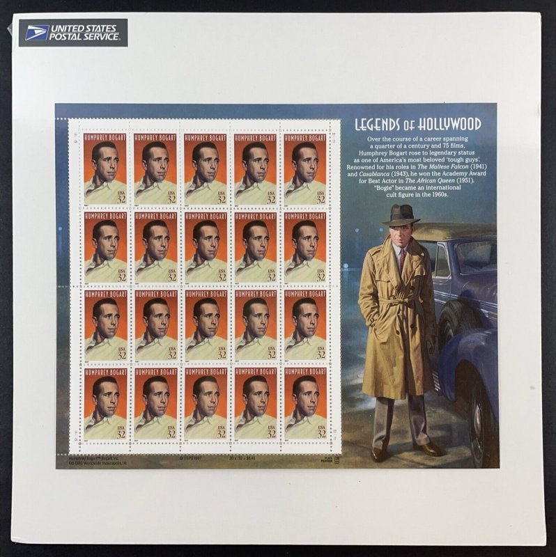 Scott 3152 HUMPHREY BOGART Sheet of 20 US 32¢ Stamps 1997 MNH USPS Sealed