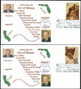 US FDC #3865 - #3568  Set of 4 Paul Gerwitz Anaheim, CA   Walt Disney  #2 of 10