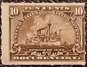 US Scott # R168, 10c Battleship Documentary;  used, uncan; Fine centering