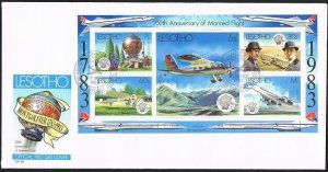 Lesotho 403-406, 407 FDC. Mi 424-447,Bl.18. Manned Flight-200. Balloon,Concorde.