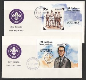 Dominica, Scott cat. 1710-1711. 10th Caribbean Scout Jamb. 2 First Day Covers. ^