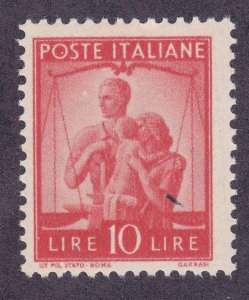 Italy 487 MNG OG 1947 10L Red Orange United Family and Scales Issue Scv Scv $75.