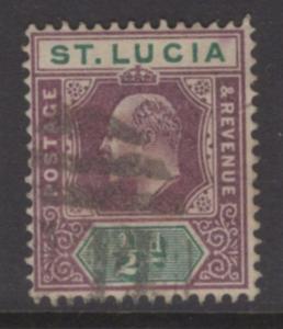ST.LUCIA SG58 1902 ½d DULL PURPLE & GREEN USED