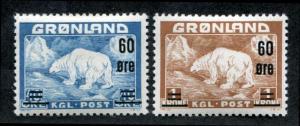Greenland 39-40 Mint NH, overprint, bear