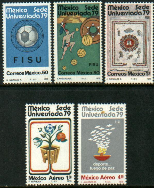 MEXICO 1178-1180, C606-C607 University Games. MINT, NH. F-VF.