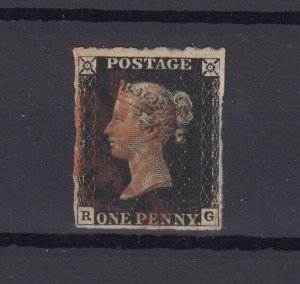 GB QV 1840 1d Penny Black 4 Margin SG2 Fine Used BP10010