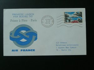 first flight cover (x2) Paris Guadeloupe Paris Boeing 747 Air France 1970