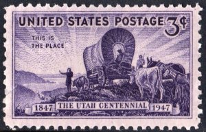 SC#950 3¢ Utah Centennial Single (1947) MNH