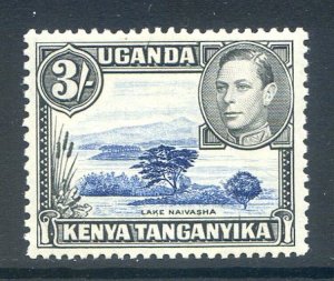 Kenya, Uganda and Tanganyika 3/- Deep Violet Blue and Black SG147a Mounted Mint