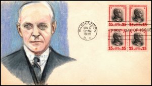 Scott 834 $5.00 Coolidge Signed BN Hand Painted FDC Add-On Block Unique?