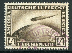 Germany 1931 Deutsche Reich 4 Mark Zeppelin Airmail Scott #C37 VFU G141