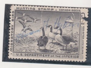 Scott # RW25 Used 1958 $2  Federal Duck  Hunting Permit Stamp Cat $12. with flaw