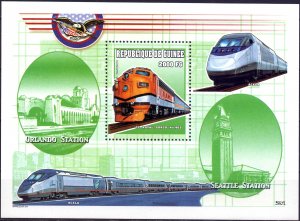 Guinea. 2000. bl630-33. Locomotive. MNH.