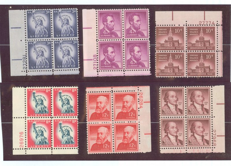 United States #1035e/1036e/1044d/  Plate Block