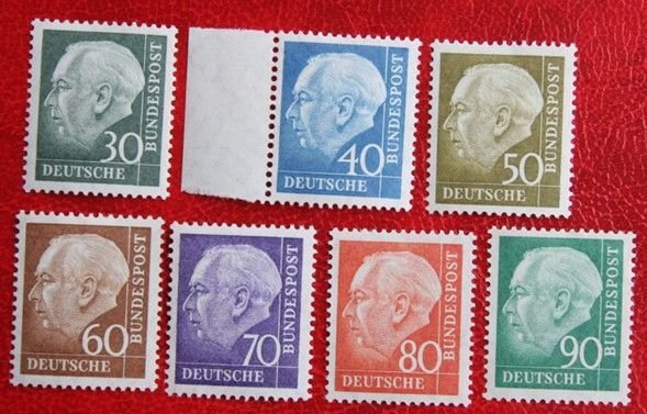 GERMANY 1957 Theodor Heuss MH Scott# 755-761 SG - Mi 259-265