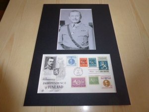 Mannerheim Finland indepence USA FDC Cover and mounted photograph mount size A4