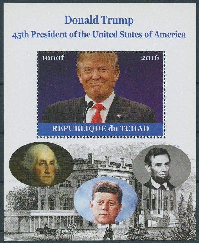 Chad 2016 MNH Donald Trump Stamps 45th US Presidents JFK Kennedy Lincoln 1v M/S