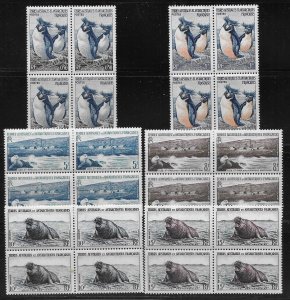 French Southern Antarctic FSAT 2-7 Various set Blocks of 4 MNH (*sch*)