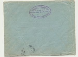 BRAZIL 1931 DOX COVER, PORTO ALEGRE TO NEW YORK, RARE GREEN CACHET(SEE BELOW)