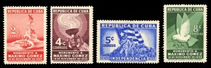 Cuba #333-336 Cat$18.25, 1936 Gomez, four high values, hinged