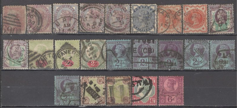 COLLECTION LOT OF #1382 GREAT BRITAIN 23 STAMPS 1864+ CV+$187 CLEARANCE