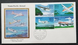 Palau (C13a) 1985 Trans-Pacific Airmail Colorano Silk FDC SET of 5 covers