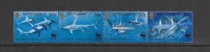 SHARKS - MONTSERRAT #998 WWF  (STRIP2)  MNH