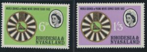 Rhodesia & Nyasaland SG 48/49 Sc# 189/90  MNH Mens Service Clubs  see detail