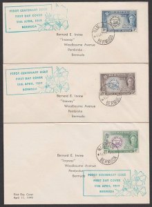 BERMUDA 1949 Stamp Centenary set of 3 FDCs..................................Q518