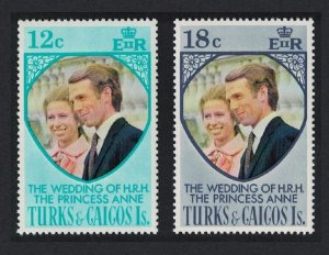 Turks and Caicos Royal Wedding Princess Anne 2v 1973 MNH SG#403-404