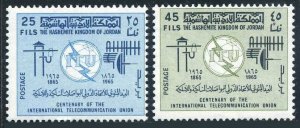 Jordan 518-519, hinged. Mi 538-539. ITU-100, 1965. Telecommunication equipment