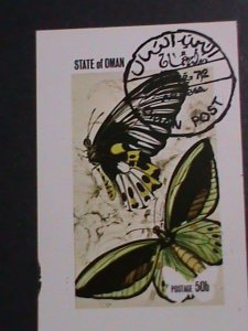 ​OMAN-1972  LOVELY BEAUTIFUL BUTTERFLIES IMPERF CTO FANCY CANCEL S/S VF