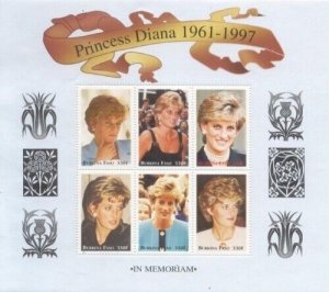 Burkina Faso 1998 - Princess Diana In Memoriam Scott #1092 Sheet of 6 Stamps MNH