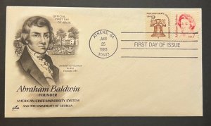 ABRAHAM BALDWIN JAN 25 1985 ATHENS, GA ARTCRAFT FIRST DAY COVER (FDC)