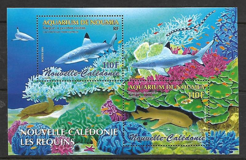 NEW CALEDONIA, 964, MNH, SS, SHARKS