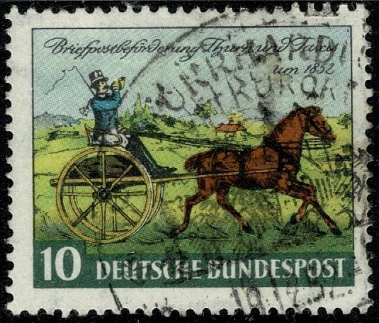 GERMANY 1952 THURN & TAXIS CENTENARY USED (VFU) SG1086 Wmk.258a P.3.5 SUPERB