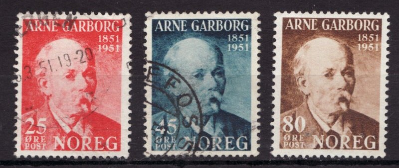 1951 Norway Sc #318-20 - Arne Garborg 100th - Used postage stamp set Cv$6.50