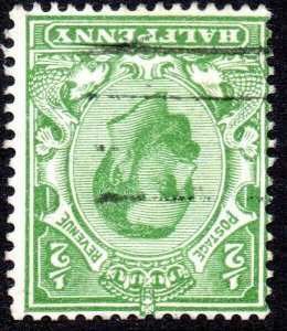1911 Sg 325Wi N2/5 ½d green (T1, Crown, Die B) Inverted Watermark