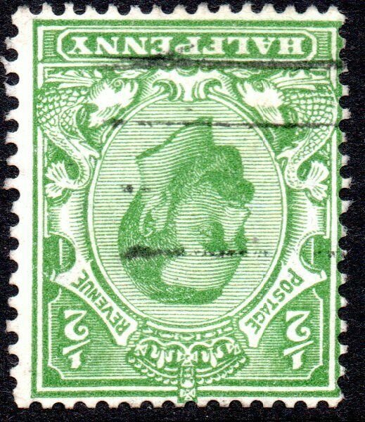 1911 Sg 325Wi N2/5 ½d green (T1, Crown, Die B) Inverted Watermark